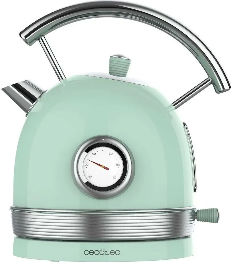 Çajnik elektrik Cecotec Thermosense 420, 1.8L, 2200W, inox, i gjelbërt - 1