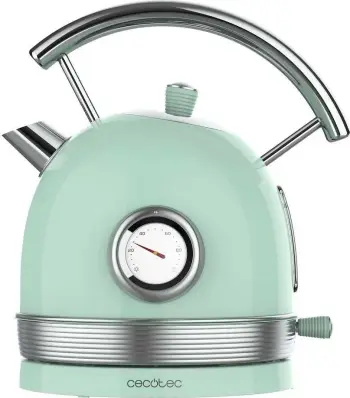 Çajnik elektrik Cecotec Thermosense 420, 1.8L, 2200W, inox, i gjelbërt