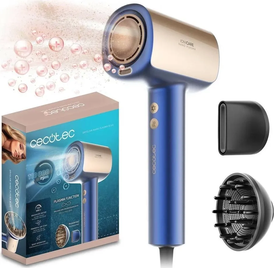 Tharëse flokësh Cecotec DryGlam Nano Plasma, blu - 1