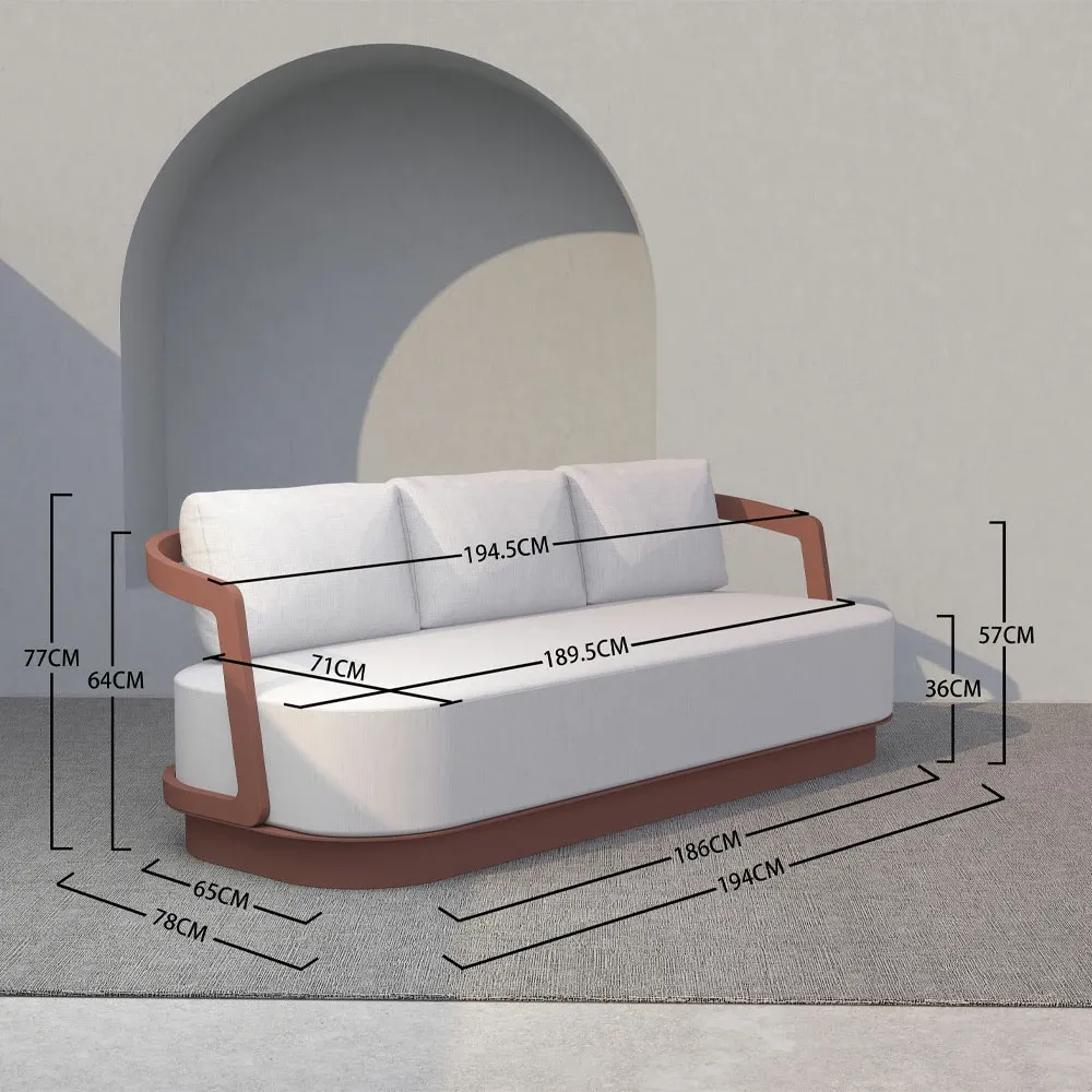 Set lounge TORRE 1+2+2, terrakote, 198x81x66cm - 12