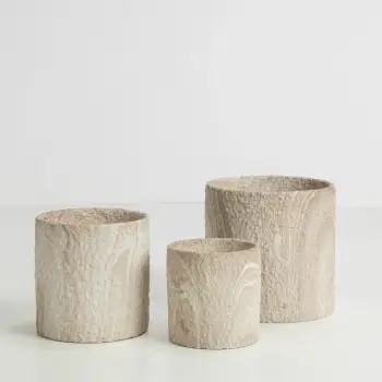 Set vazo për bimë PUMOR, 3 copë, qeramikë, bezhë-bardhë, 18x18x18cm