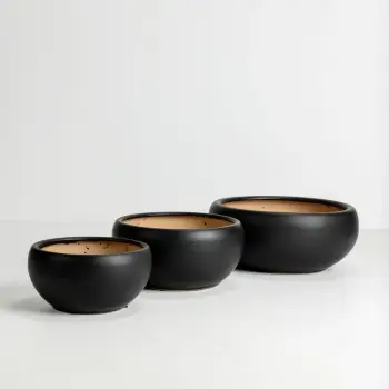Set vazo ONYX, 3 copë, qeramikë, ngjyrë e zezë, 43x43x18cm