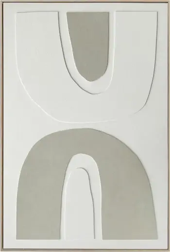 Pikturë dekorative RHYTHM C me kornizë, kanavacë, bezhë e bardhë, 82.6x4.3x122.6cm