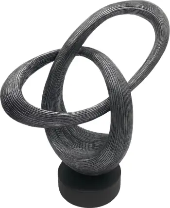 Dekor skulpturë Cykel Totem, polirezine, ngjyrë argjendi antike dhe e zezë, 29x12x35 cm