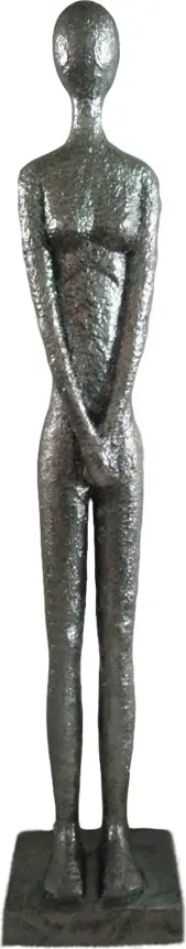 Figurë dekorative ANKHOU, polirezine, ngjyrë argjendi, 14x11x67cm