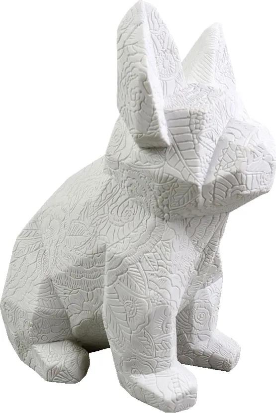 Dekor qen Monty B, polirezine e bardhë, 18x12x22cm - 1