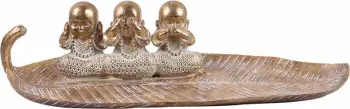 Dekor Mahatma, gjethe, polirezine, ngjyrë ari, 44x16x11cm
