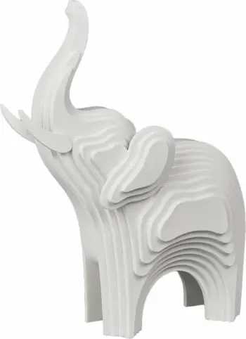 Dekor elefant ARCHI, rrëshirë, ngjyrë e bardhë mat, 28.4x11.7x35.7cm