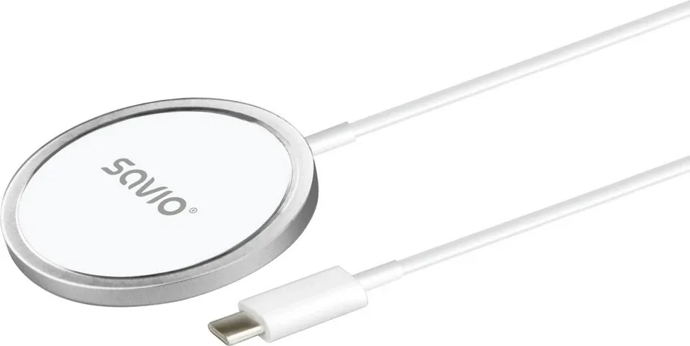 Karikues wireless magnetik SAVIO LA-11, 15 W, 1 m, Bardhë - 1
