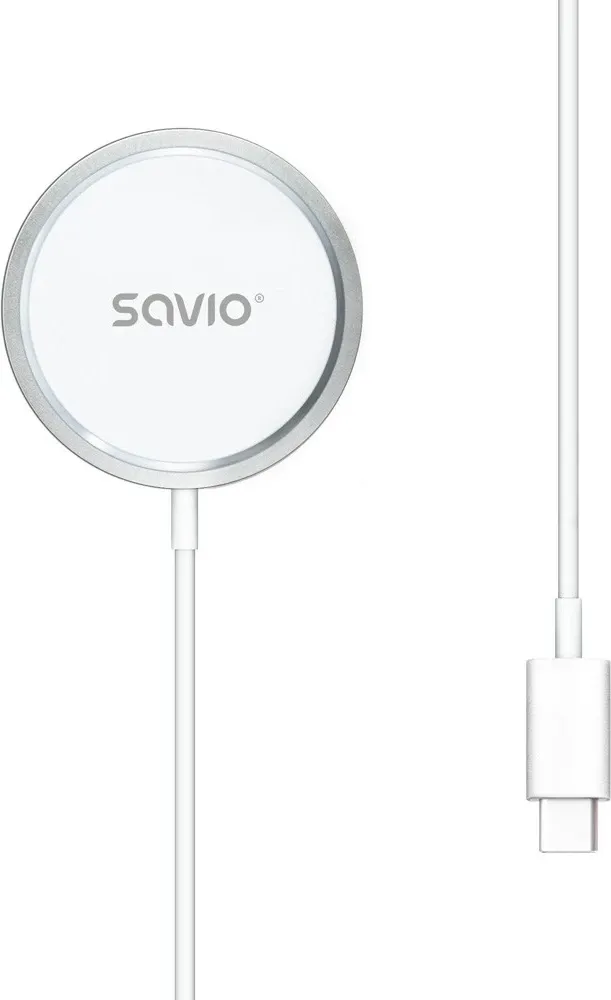 Karikues wireless magnetik SAVIO LA-11, 15 W, 1 m, Bardhë - 2
