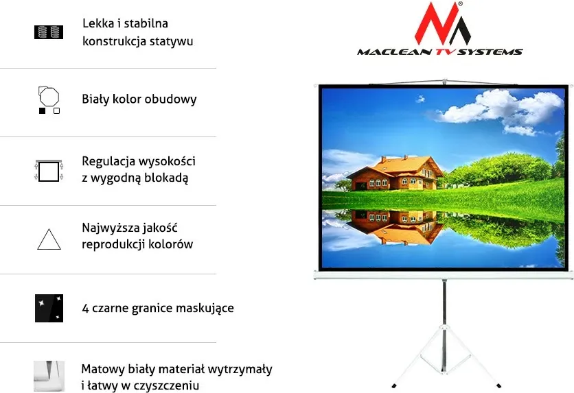 Ekran projekcioni Maclean MC-680 me tripod, 200x200 cm - 2