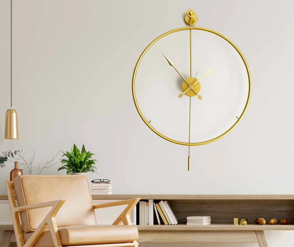 Orë muri dekorative prej metali, ngjyrë ari, Wallity Mclock-00103 - 1