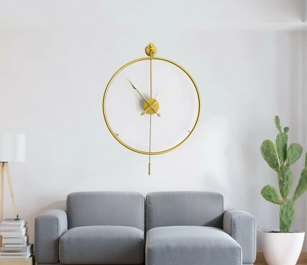 Orë muri dekorative prej metali, ngjyrë ari, Wallity Mclock-00103 - 3