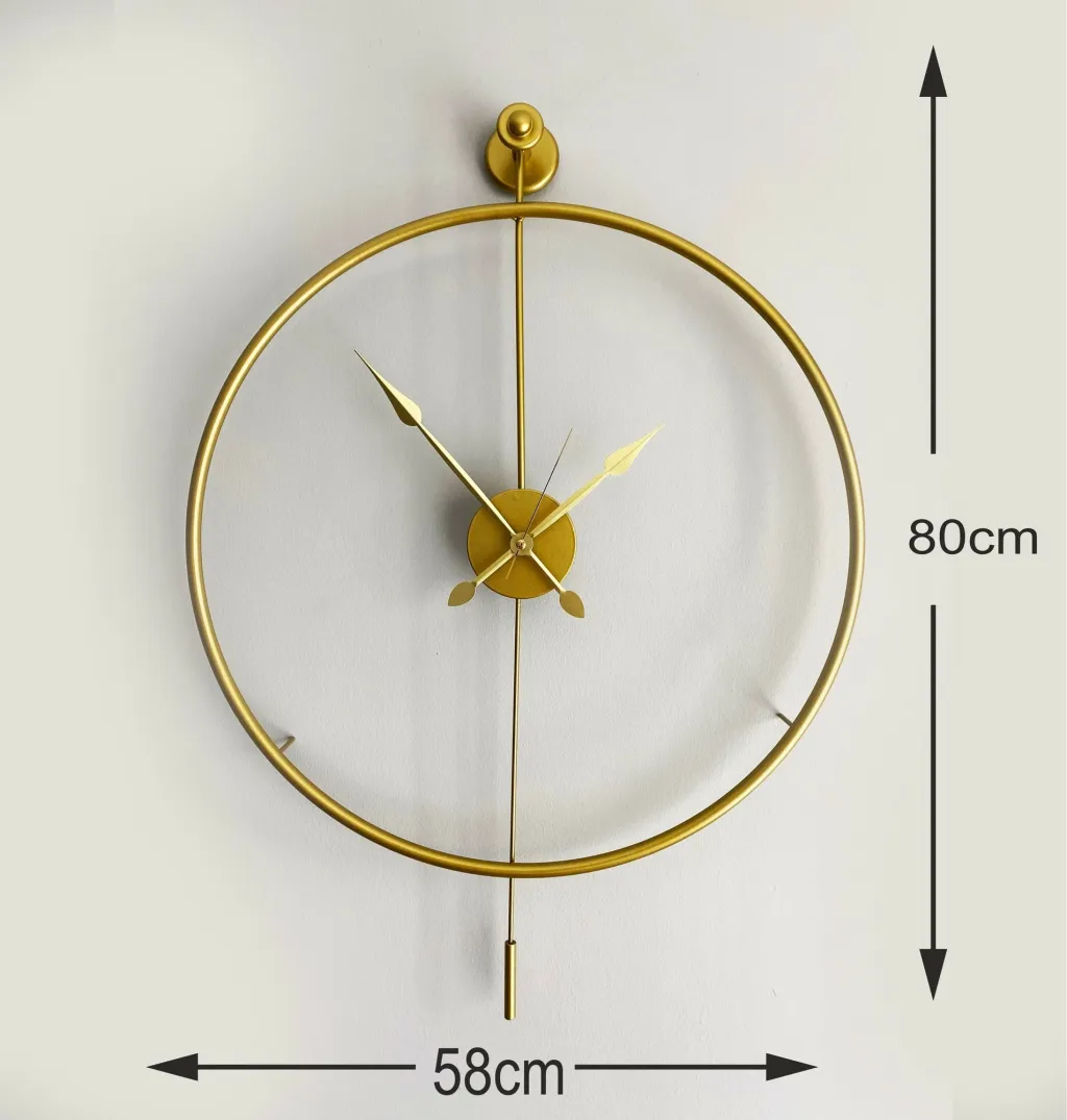 Orë muri dekorative prej metali, ngjyrë ari, Wallity Mclock-00103 - 4