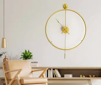 Orë muri dekorative prej metali, ngjyrë ari, Wallity Mclock-00103