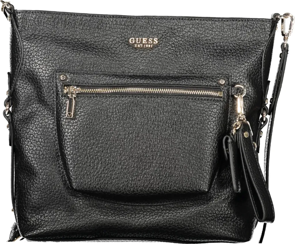 Çantë dore GUESS JEANS Marsha femra, e zezë - 1