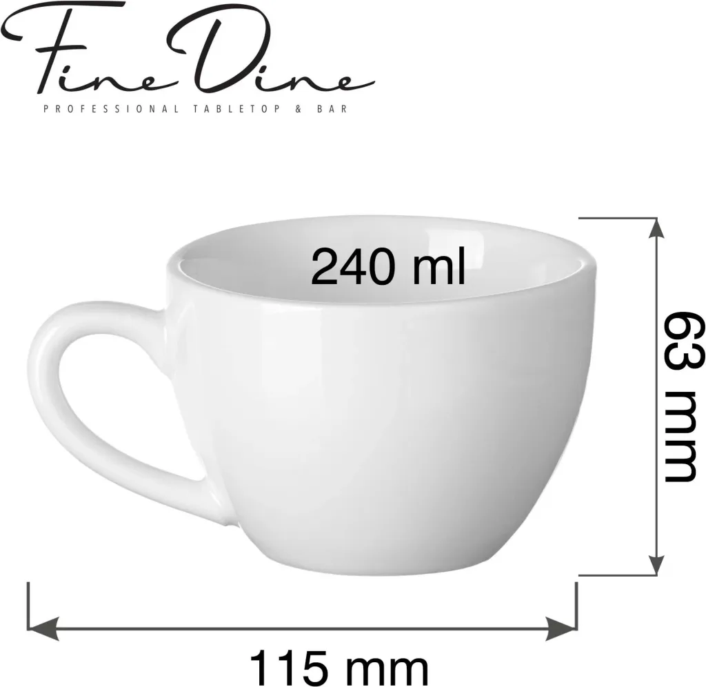 Filxhan cappuccino Fine Dine Pure Bianco 240 ml, e bardhë, set 12 copë - 2