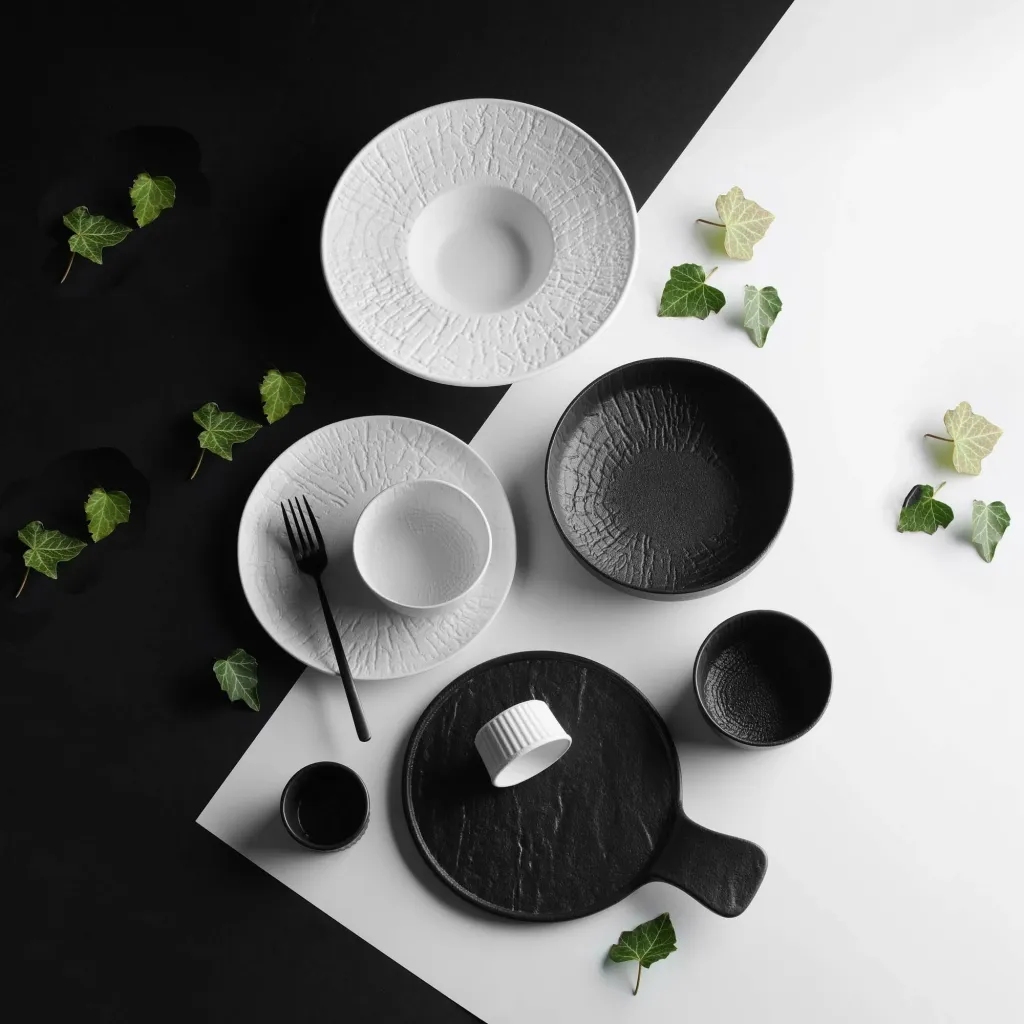 Pjatë e sheshtë Fine Dine Crust Ø230 mm, e zezë, set 3 copë - 12