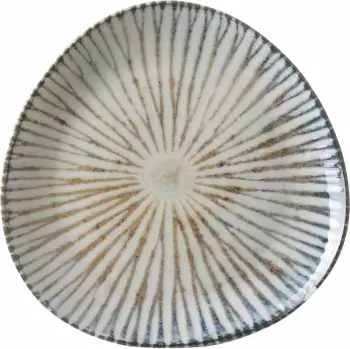 Pjatë trekëndore Fine Dine Ammonite 190 mm, porcelan i vitrikuar, gri-blu, set 6 copë