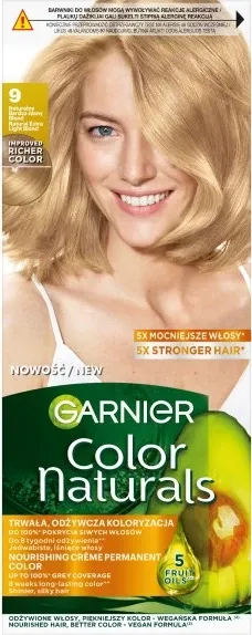 Ngjyrë për flokë Garnier Color Naturals 9 shumë e çelët bjonde, 1 copë - 1