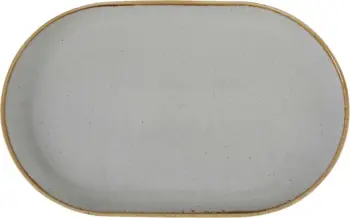 Pjatë servirjeje ovale Porland Seasons Ashen 300x150 mm, gri e çelët, set 6 copë
