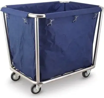 Karrocë rrobash, Amerbox, strukturë çelik inox, qese e heqshme, 900x650 mm, 4 rrota (2 drejtuese), blu