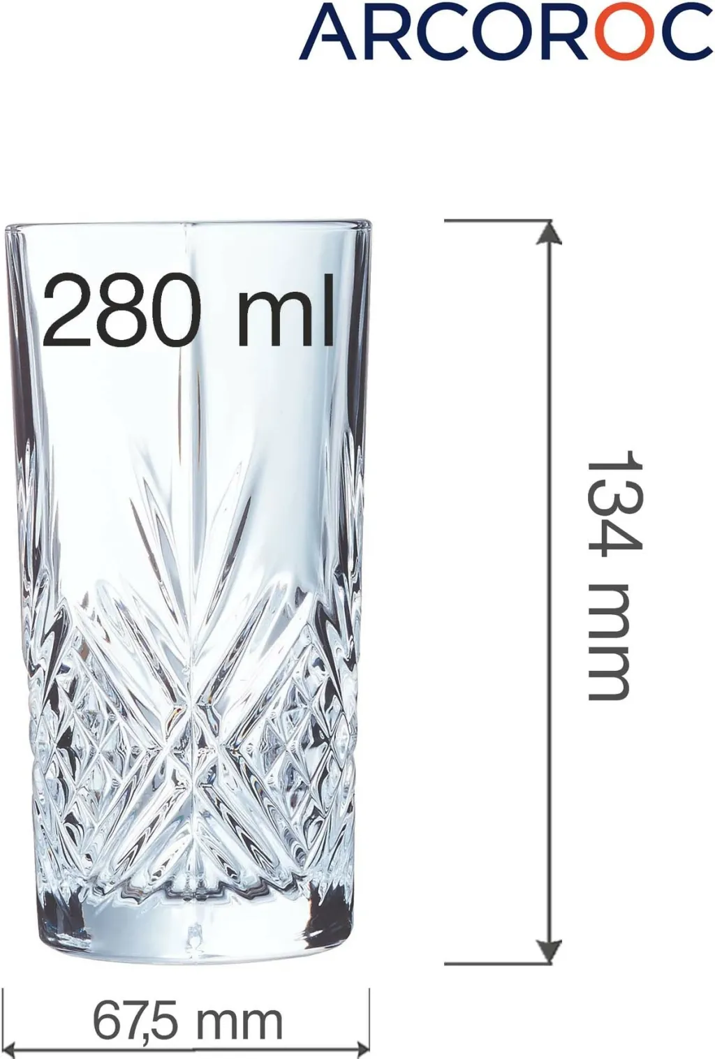 Gotë highball Arcoroc Broadway 280 ml, transparente, set 6 copë - 7