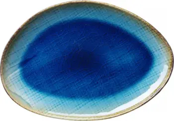 Pjatë e formës organike Fine Dine Lazur 270x190mm, set 3 copë, blu
