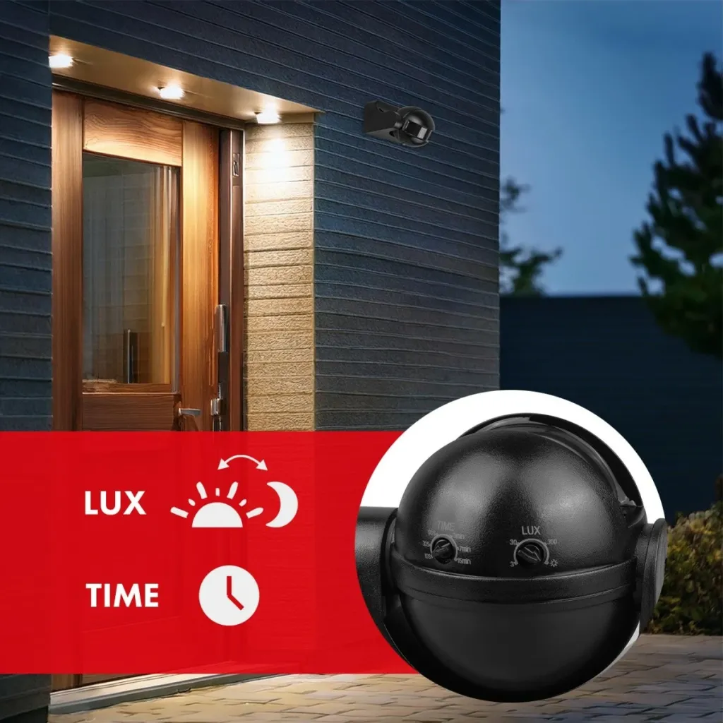Sensor lëvizjeje PIR Maclean MCE358, IP44, rreze 12 m, ngarkesë max 300/1200 W, i zi - 8