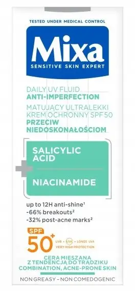 Krem fytyre matifikues për femra Mixa Mattifying Ultra-Light Protective Cream SPF50, 40ml