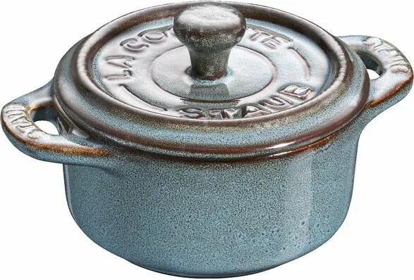 Mini Cocotte 10 cm, e rrumbullaket, turkeze antike, qeramike - 1