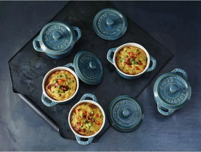 Mini Cocotte 10 cm, e rrumbullaket, turkeze antike, qeramike - 2