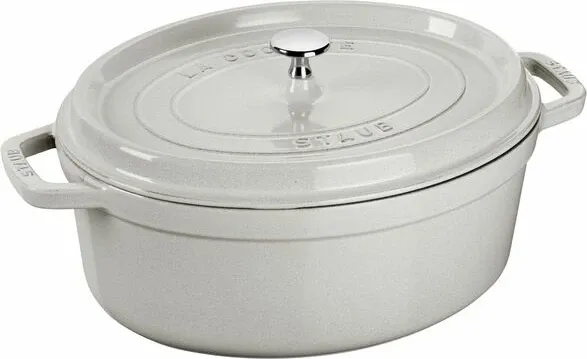 Tengjere ovale Staub La Cocotte, 3.2L, gize, e bardhë White Truffle - 1