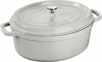 Tengjere ovale Staub La Cocotte, 3.2L, gize, e bardhë White Truffle