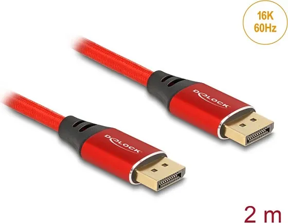 Kabllo DisplayPort DeLOCK 2m 16K 60Hz metal i kuq - 3