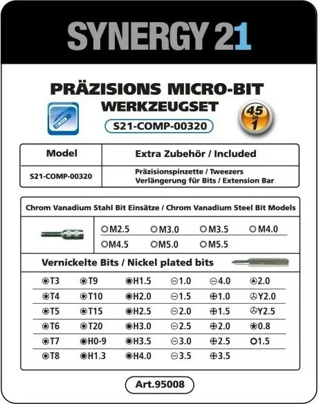 Set veglash Synergy21 S21-COMP-00320, 45 copa, kaçavidë elektrike mini, e verdhë - 2
