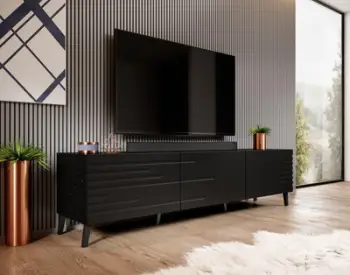 Komoda TV Cama Meble Nova, MDF, 186x48x40cm, e zezë
