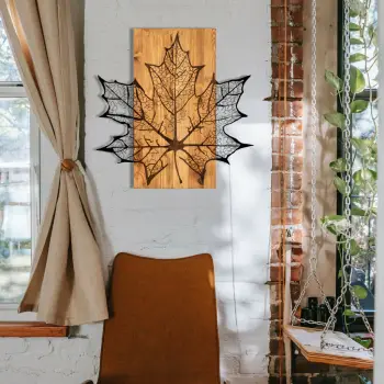 Aksesor dekorativ për mur, dru dhe metal, Wallity, lepur
