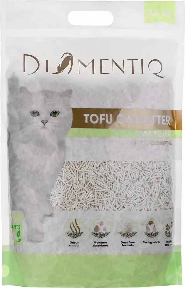 Leter për mace DIAMENTIQ Tofu Matcha Ultra clumping, 2.5 kg - 2