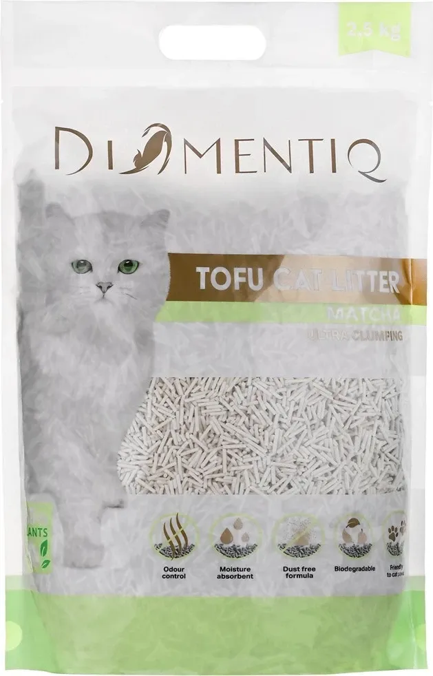 Leter për mace DIAMENTIQ Tofu Matcha Ultra clumping, 2.5 kg - 3