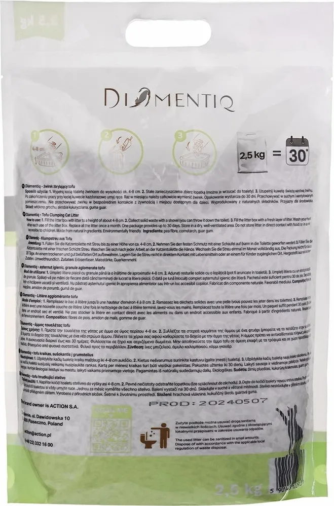 Leter për mace DIAMENTIQ Tofu Matcha Ultra clumping, 2.5 kg - 8