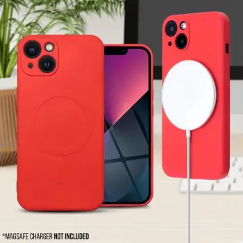 Mbështjellës ONASI 16084 për iPhone 14 Plus, silikon, MagSafe, mat, e kuqe