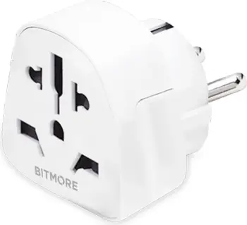 Adapter udhëtimi Bitmore 20061, EU Type E/F, kompatibil me priza A/B/C/G/I/J/L/N, i bardhë
