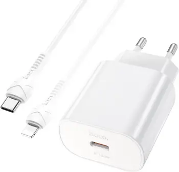 Karikues muri HOCO Jetta N22 PD 25W USB-C, me kabllo USB-C në Lightning 1m, i bardhë