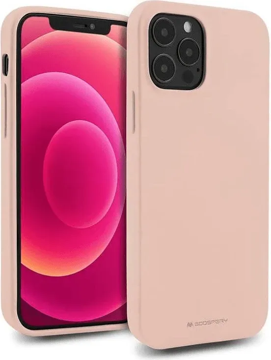Mbështjellës Goospery Soft Feeling 17036 silikon për iPhone 14 6.1\", bezhë - 1