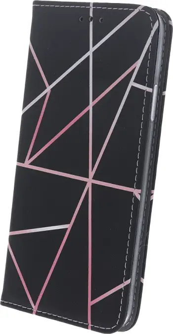 Mbështjellës flip ONASI Mistik për Samsung Galaxy A13 LTE A135, me magnet, stand dhe xhep karte, e zezë me vija rozë
