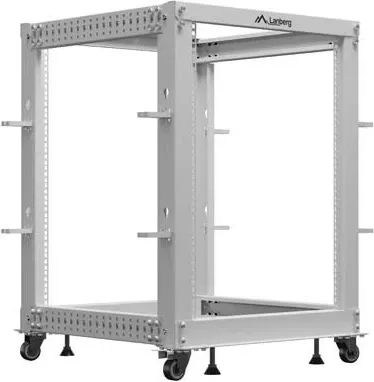 Kasë rrjeti Lanberg Open Rack 15U, 600x600-1100mm, e hirtë - 1