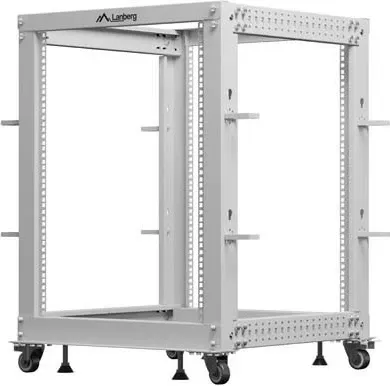 Kasë rrjeti Lanberg Open Rack 15U, 600x600-1100mm, e hirtë - 2