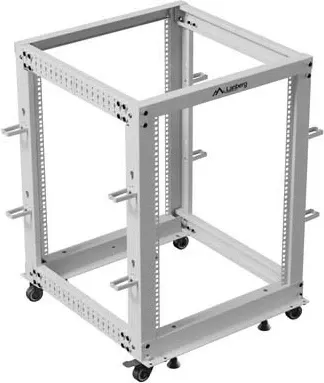 Kasë rrjeti Lanberg Open Rack 15U, 600x600-1100mm, e hirtë - 5