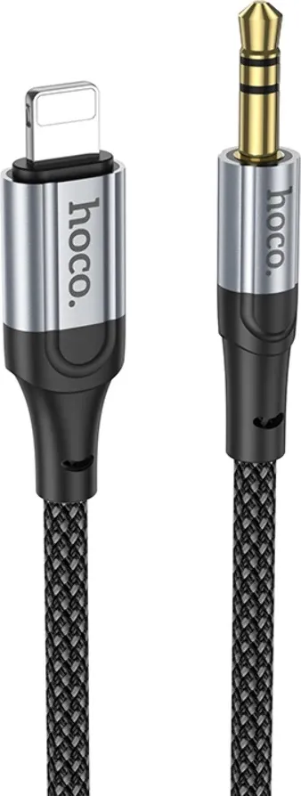Kabllo AUX HOCO UPA26 Lightning në 3.5mm, 1m, me DAC, najlon e thurur, e zezë - 2